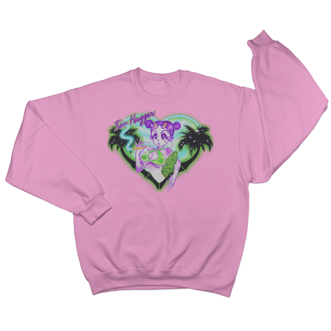 'Tree Hugger' Crewneck Sweatshirt (Light Pink)
